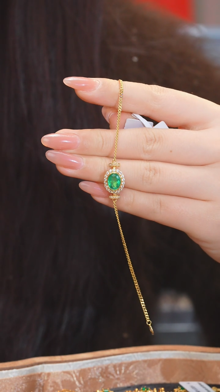 【闪购商品】祖母绿手链18K金镶嵌（1ct）@@Q3866
