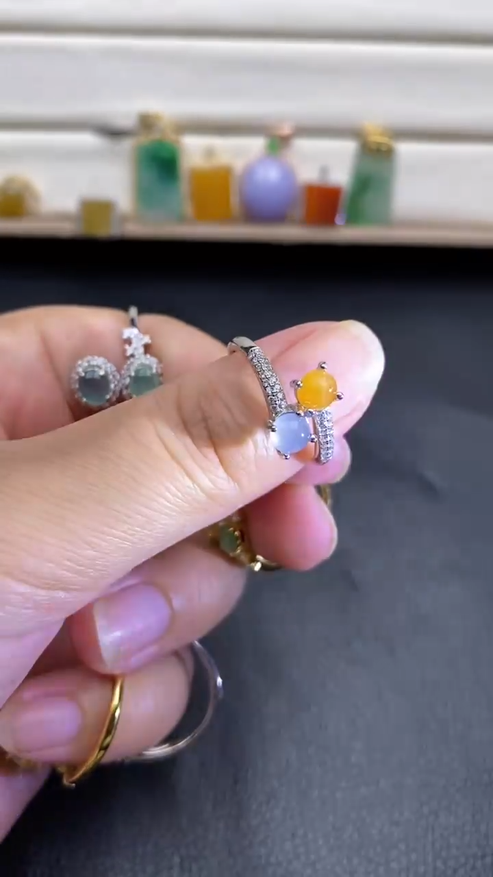 银S925镶嵌戒指翡翠1