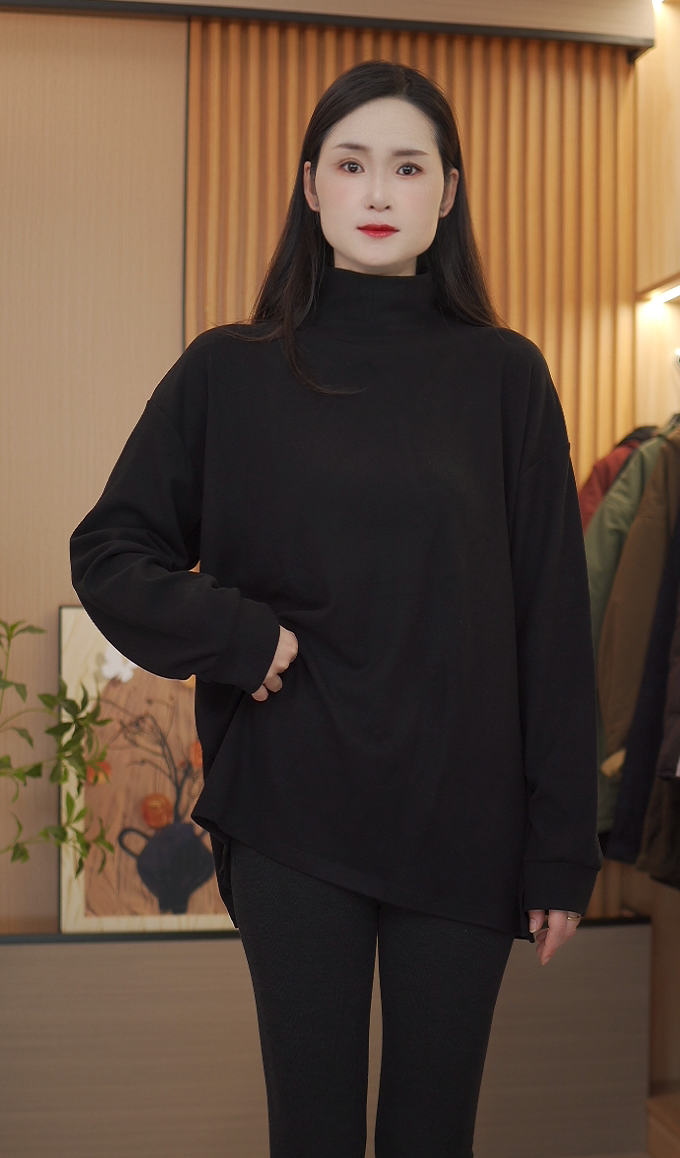 【JIANXI定制】秋冬新款女纯色中高领打底衫内穿百搭大版长袖上衣