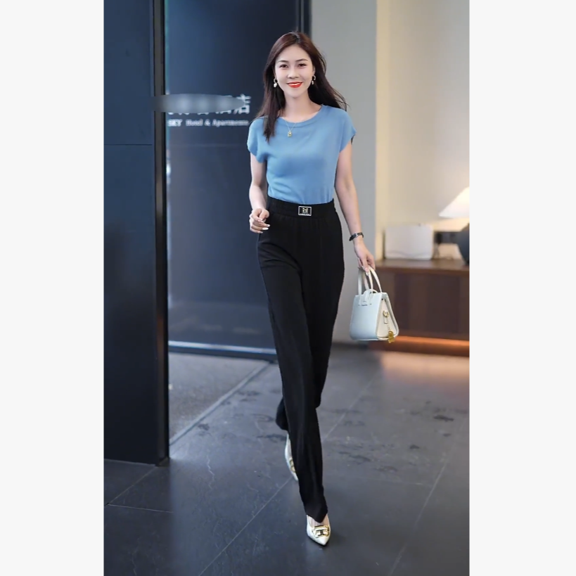 夏季凉感丝滑百搭时尚休闲阔腿裤6-2