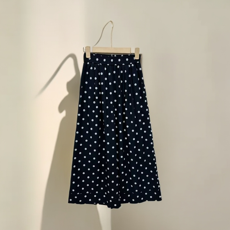 25051松紧腰波点休闲裤女款时尚百搭简约显瘦休闲裤