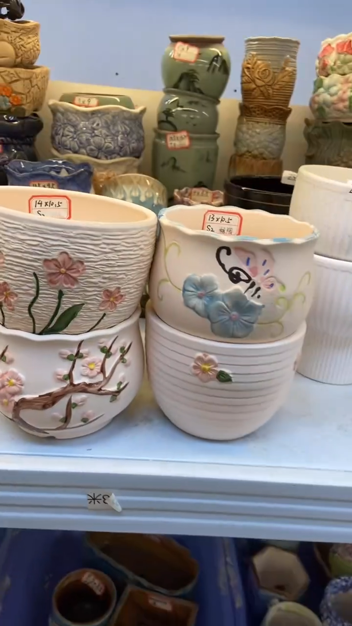 @@陶瓷多肉花盆S2红陶花园4件套