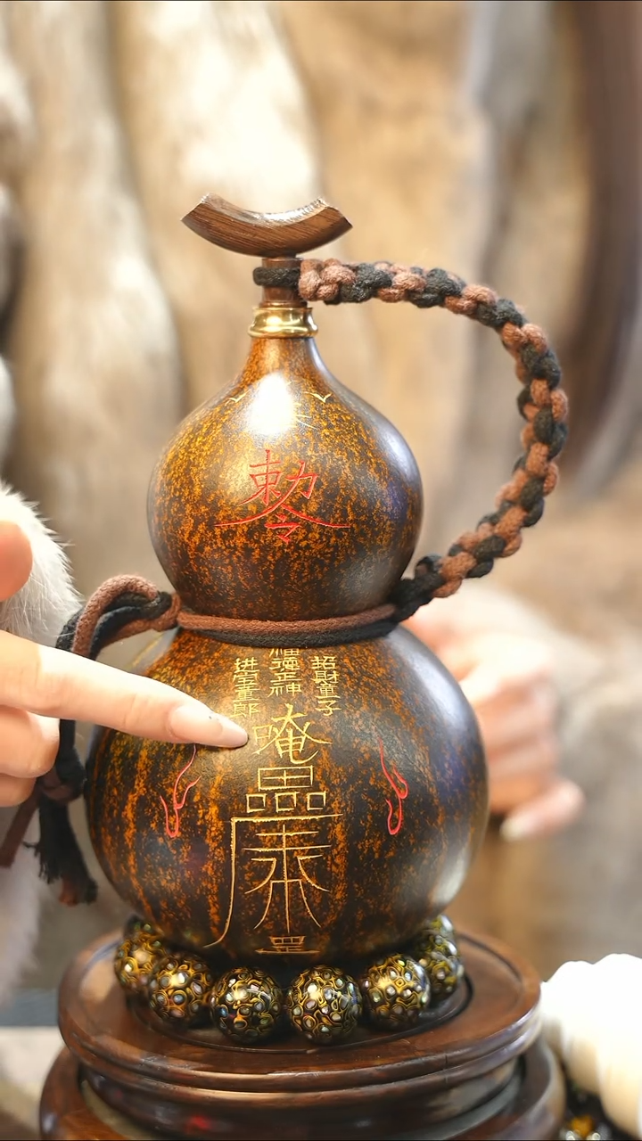 【闪购商品】XJ231大漆酒葫芦不包手串及旋转底座