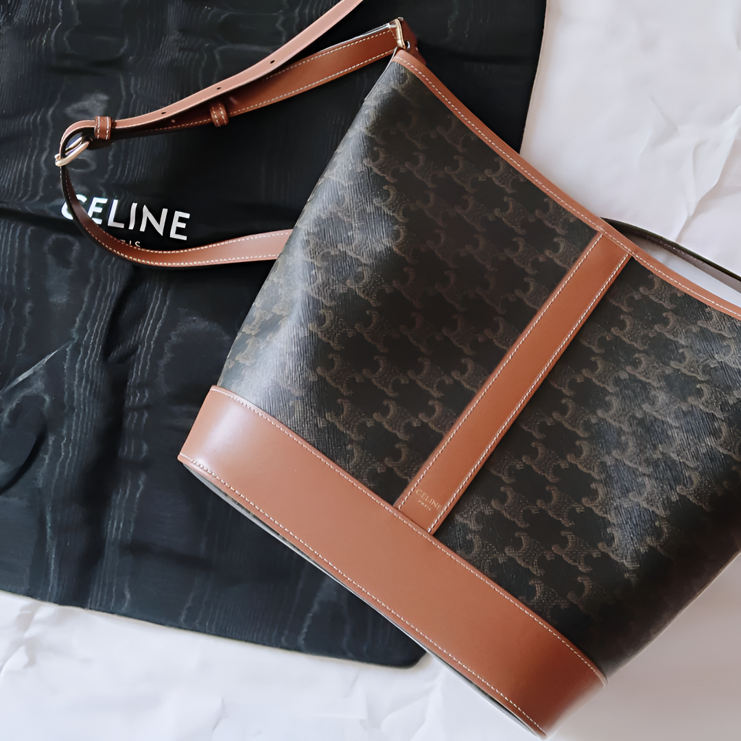 99新 Celine/思琳 【文子姐专属】A248/老花中号水桶单肩包/FB