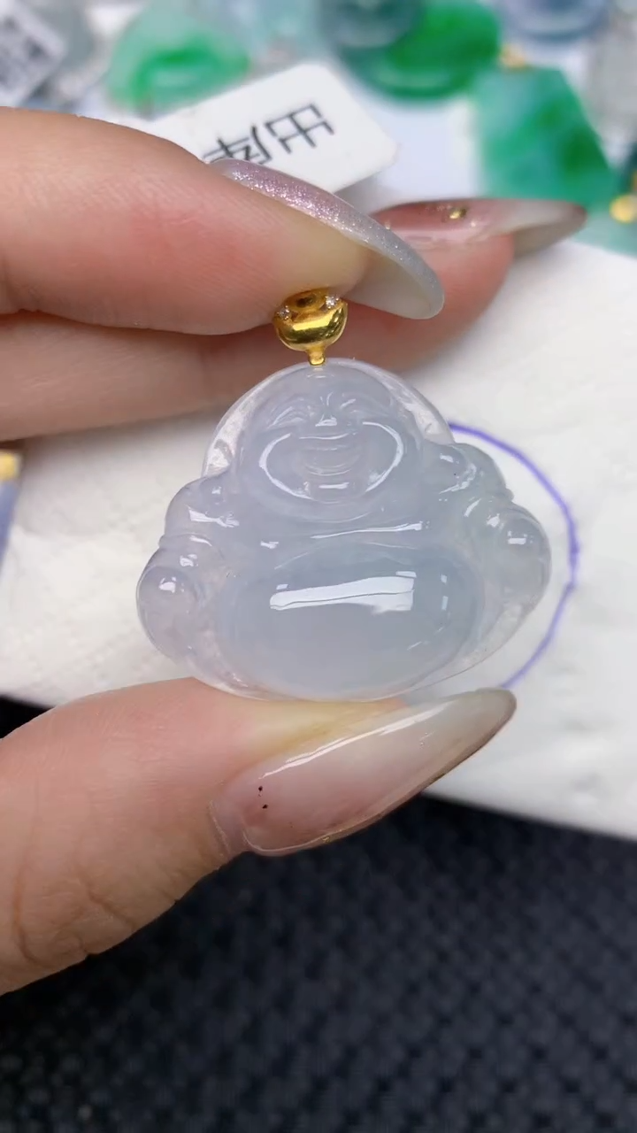 颈饰18K金镶嵌翡翠天然缅甸翡翠a货百元以上9元证书费自理