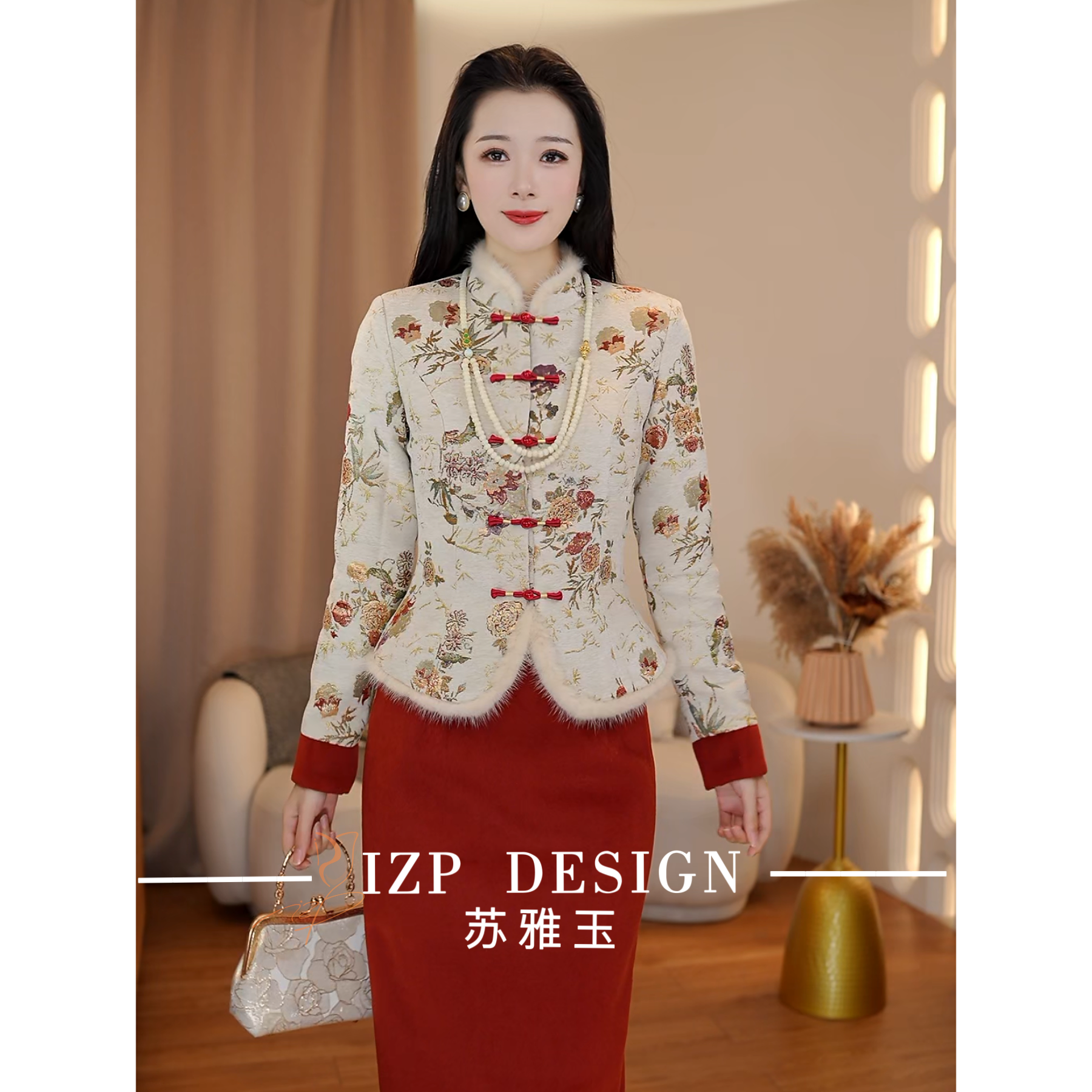 【现货】【洪炉点雪】新中式国风保暖加厚红色套装女装PM41484+82223