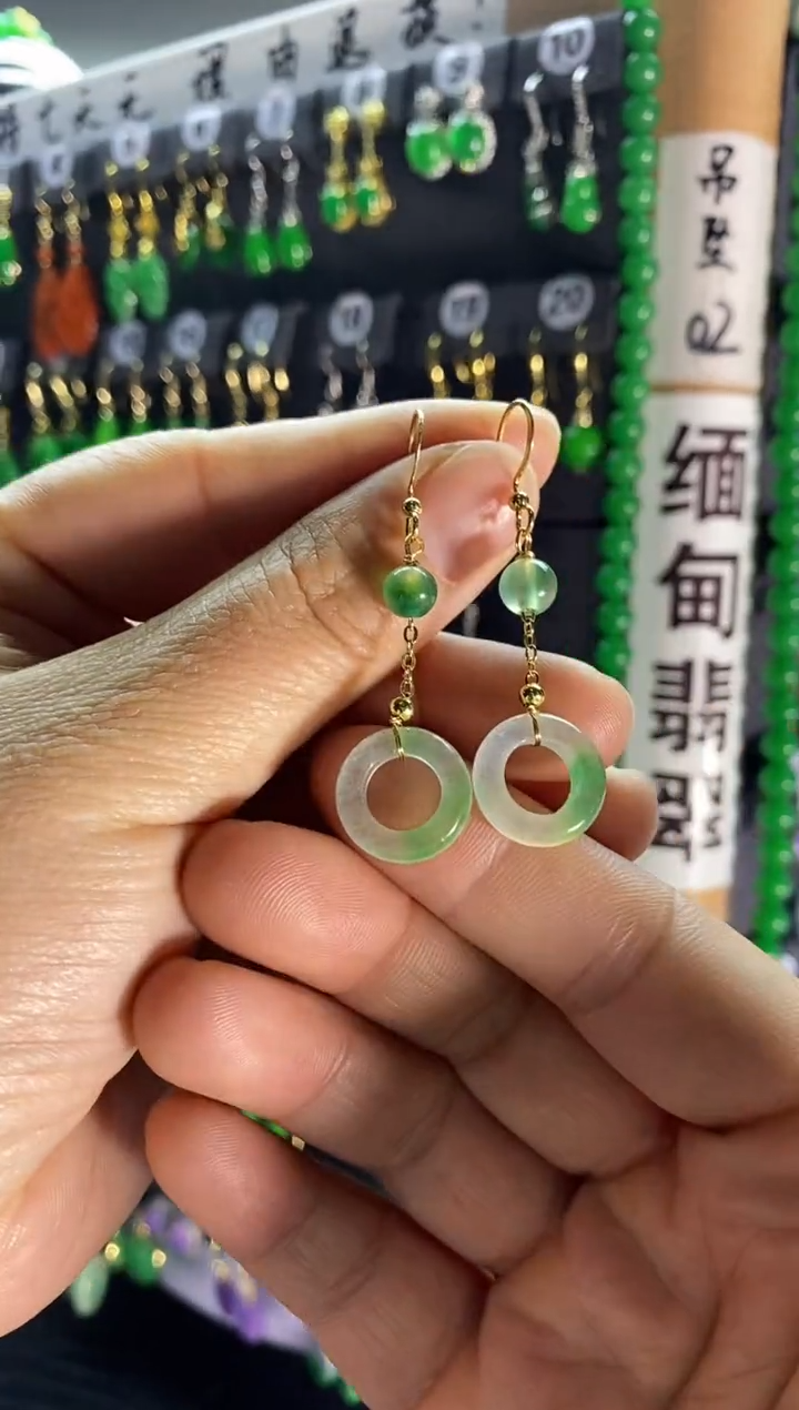 【闪购商品】翡翠耳饰银S925镶嵌019...