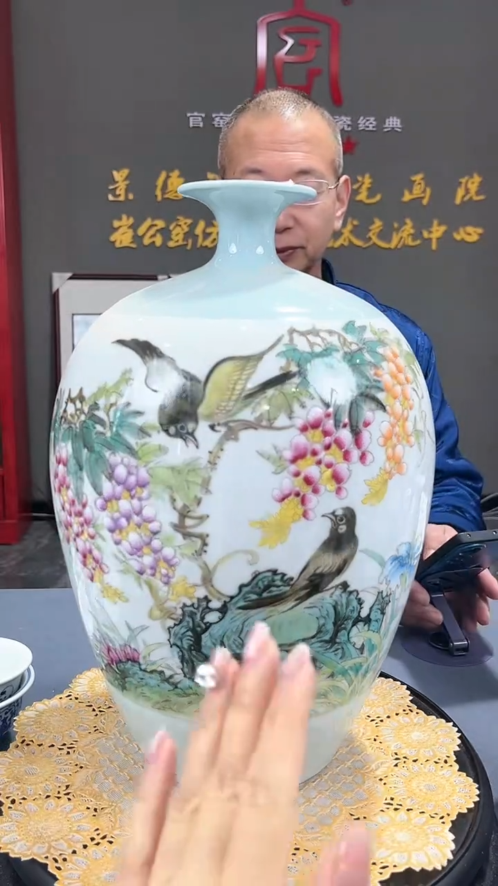 【闪购商品】官窑瓷画院275官窑瓷画院花鸟赏瓶