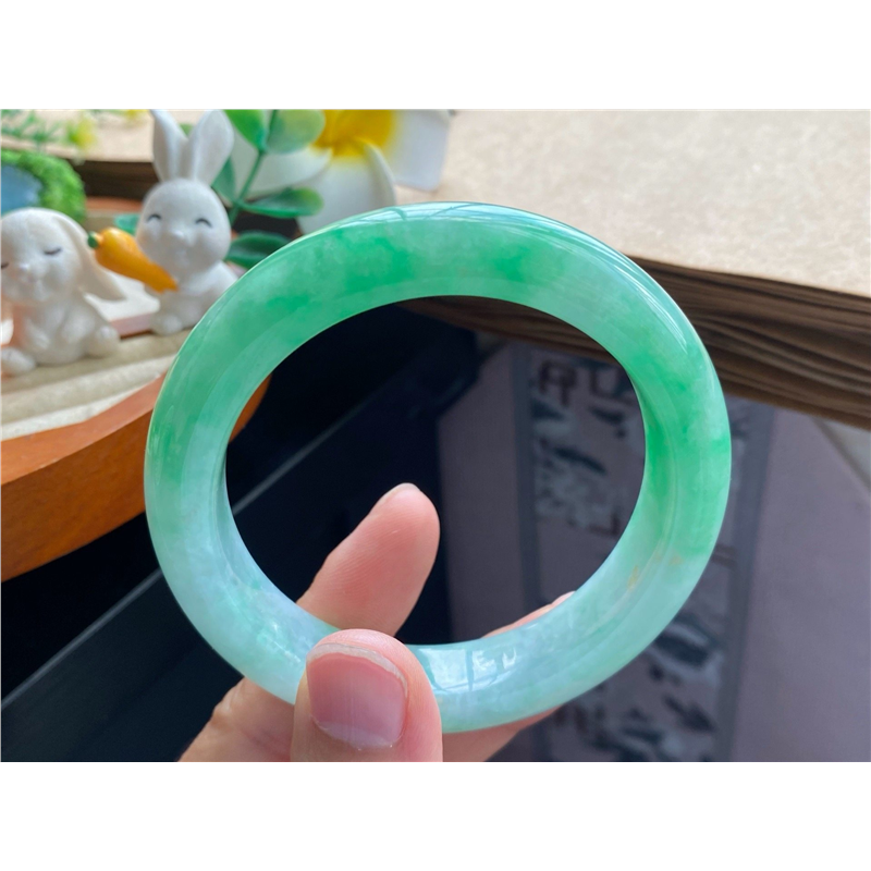 03.22批翠阳绿圆条2148号56.9-12.6-9.5阳绿颜色春意盎然翡翠手镯