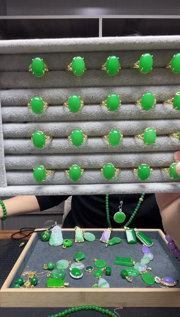 【闪购商品】翡翠戒指14K金镶嵌戒指