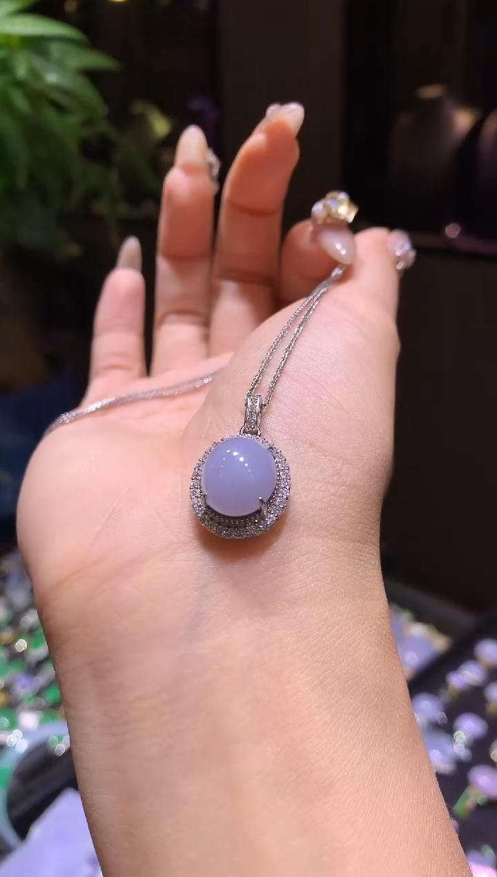 【闪购商品】翡翠吊坠(不含链)银S925镶嵌蛋面