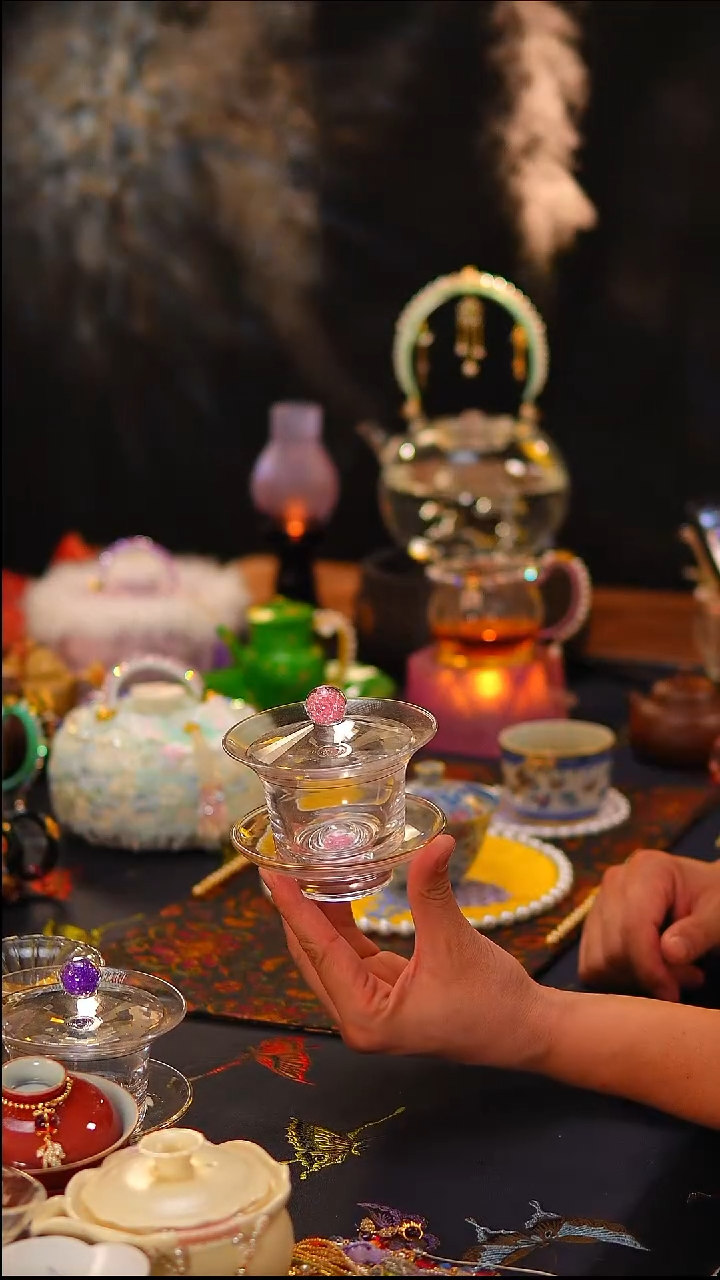 023水晶盖碗水晶盖碗（粉色）