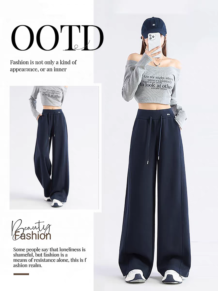 2025年新款美式休闲卫裤高腰显瘦窄版阔腿裤百搭直筒宽松舒适3099