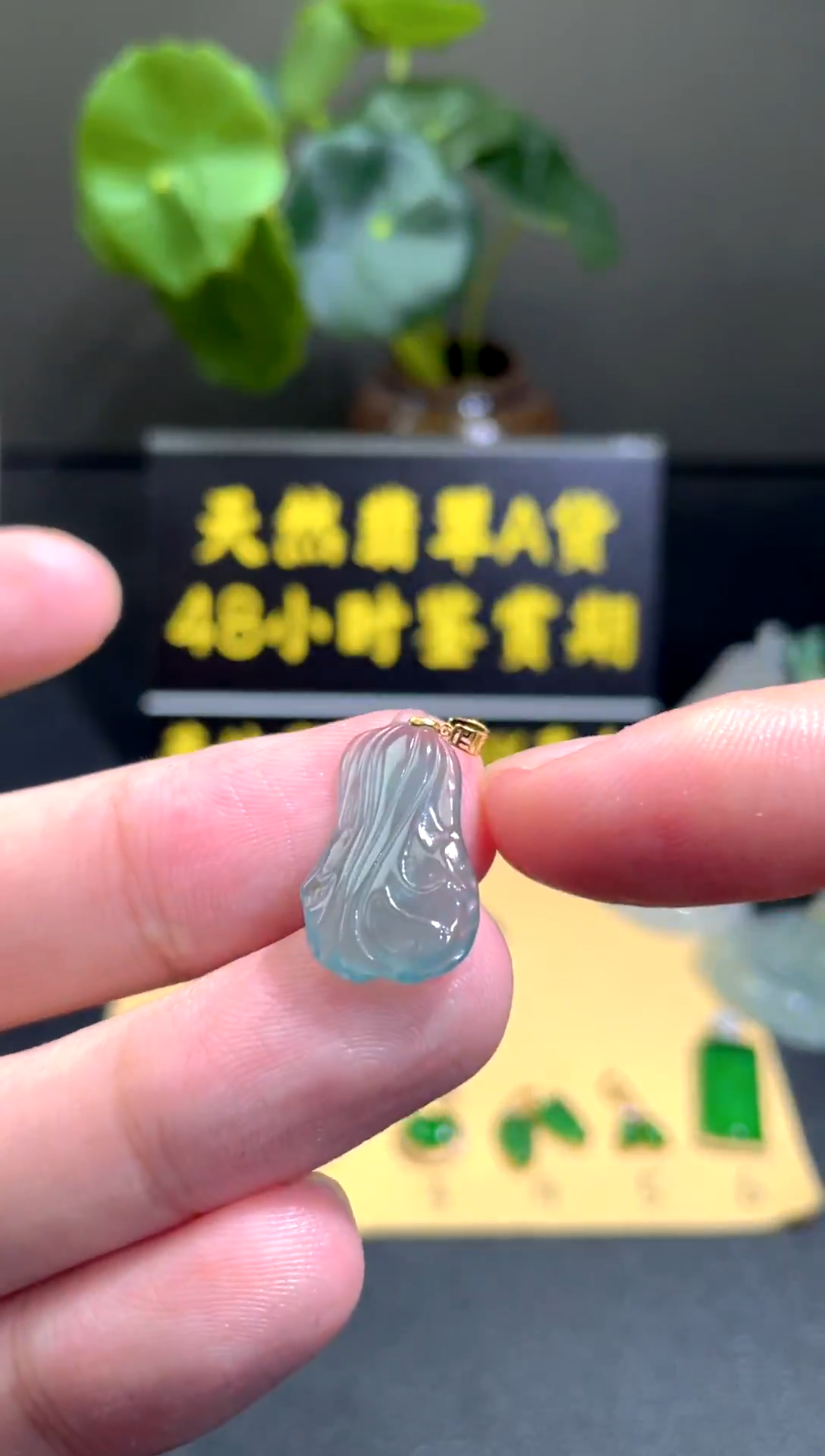 颈饰18K金镶嵌翡翠翡翠A货