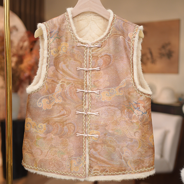 【云霞梦-加绒双面马甲】新款新中式高级感加绒双面穿马甲6599