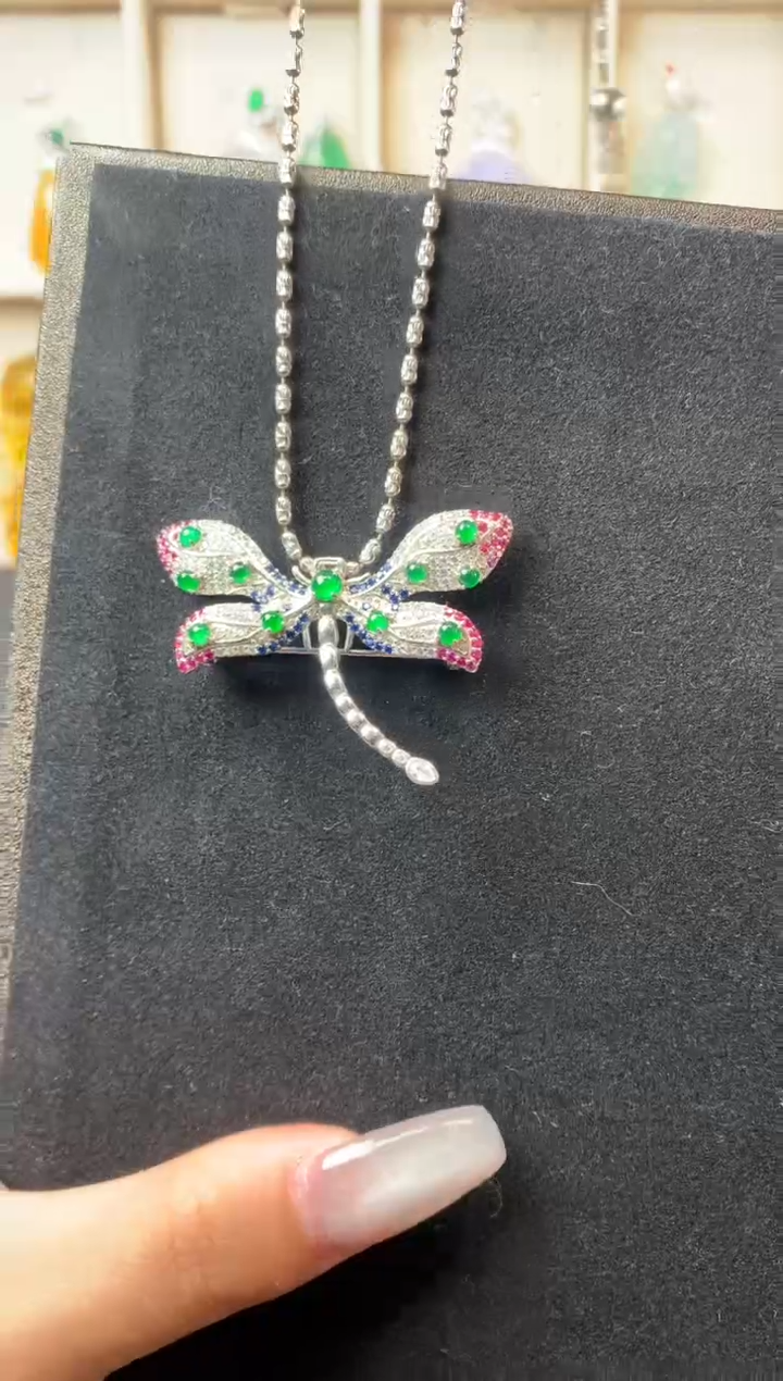 吊坠(不含链)银S925镶嵌翡翠吊坠