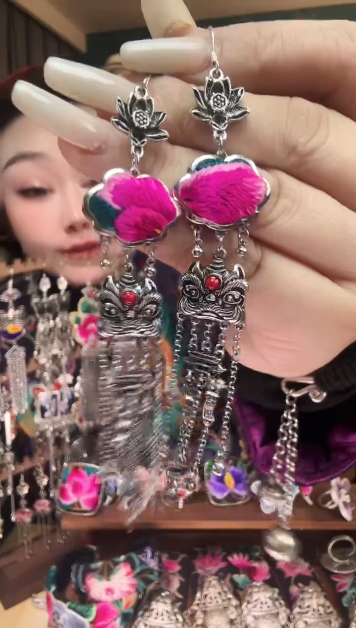 刺绣纯手工民族风刺绣耳环