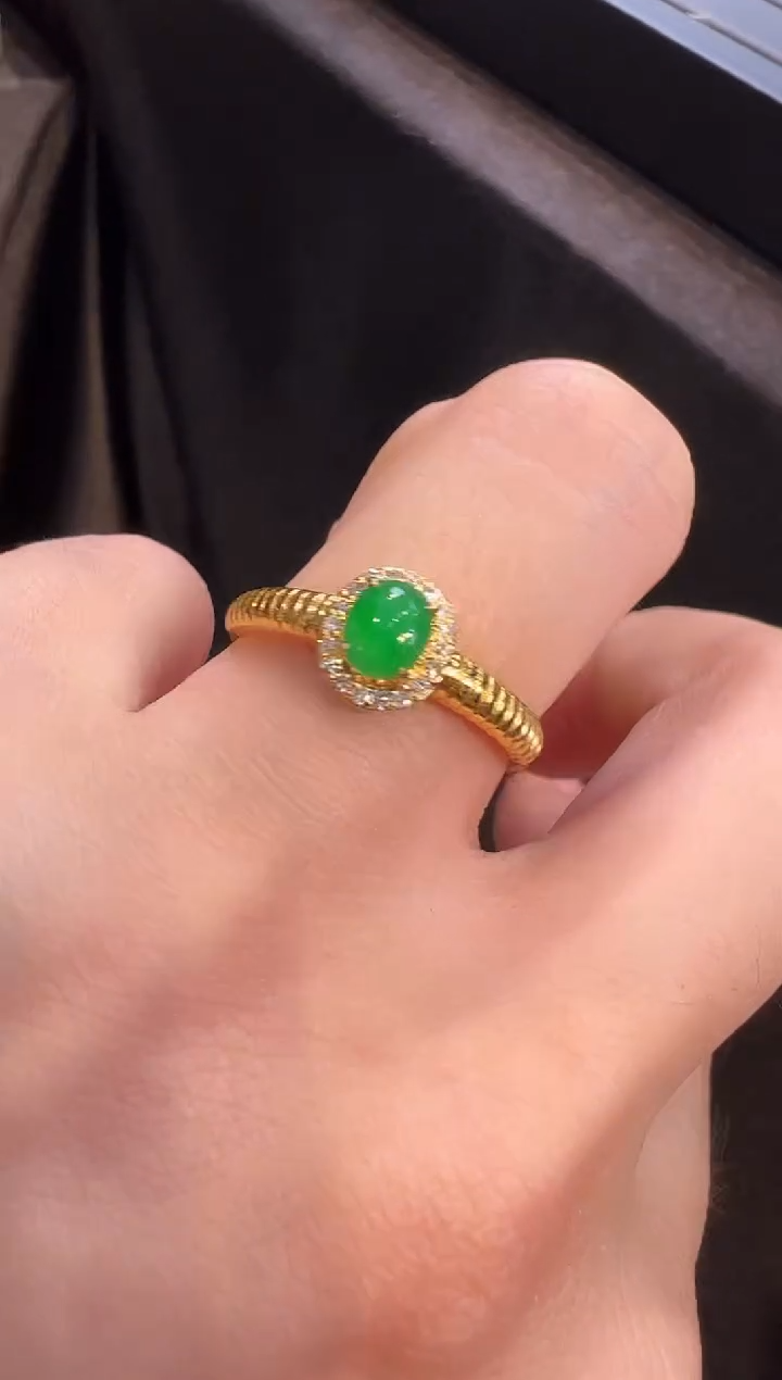 【闪购商品】翡翠戒指18K金镶嵌戒指