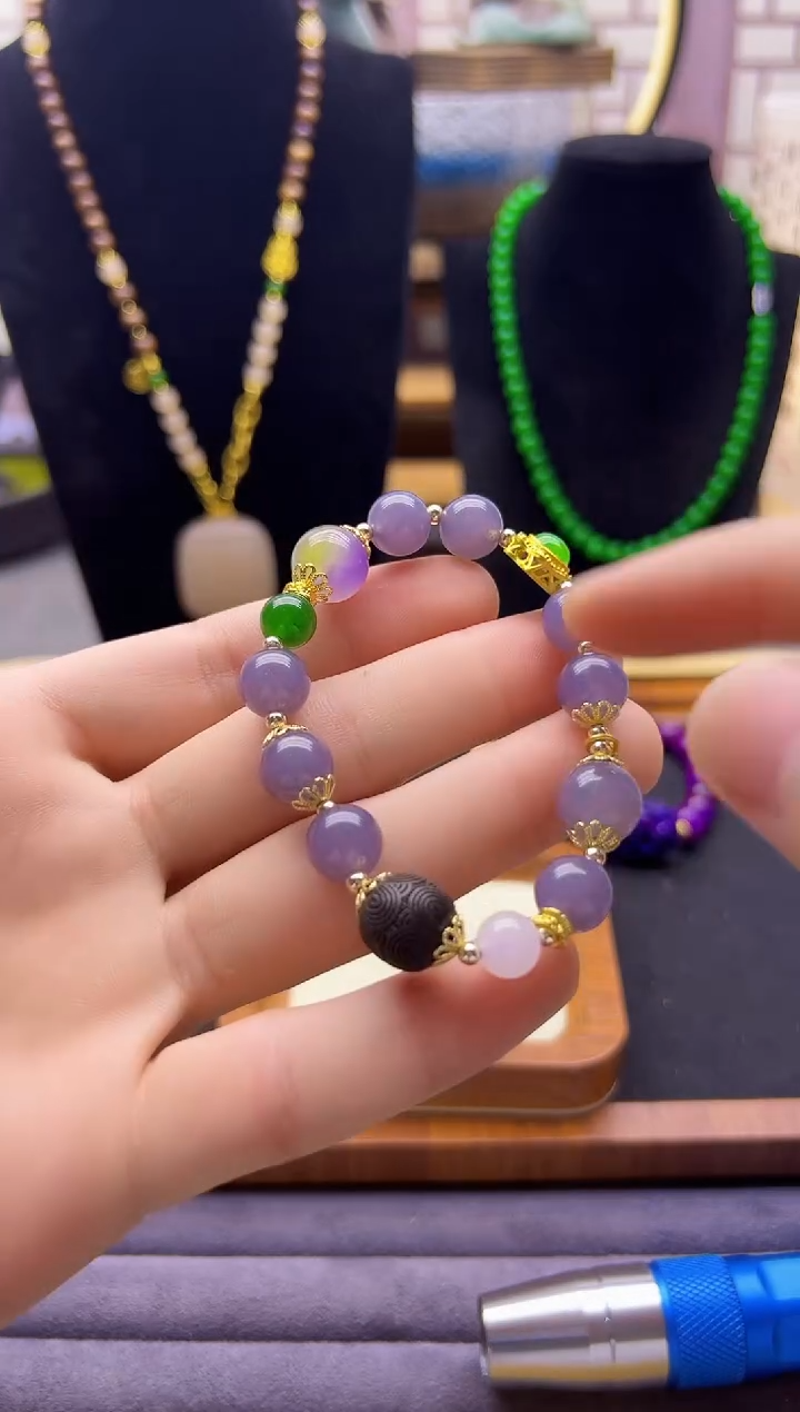 【闪购商品】翡翠手链14K金镶嵌S505              