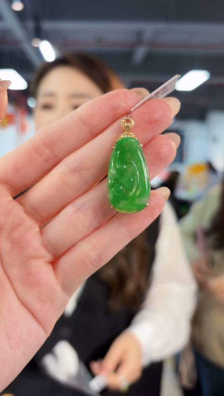 【闪购商品】翡翠颈饰18K金镶嵌缅料A货/支持复检/一件
