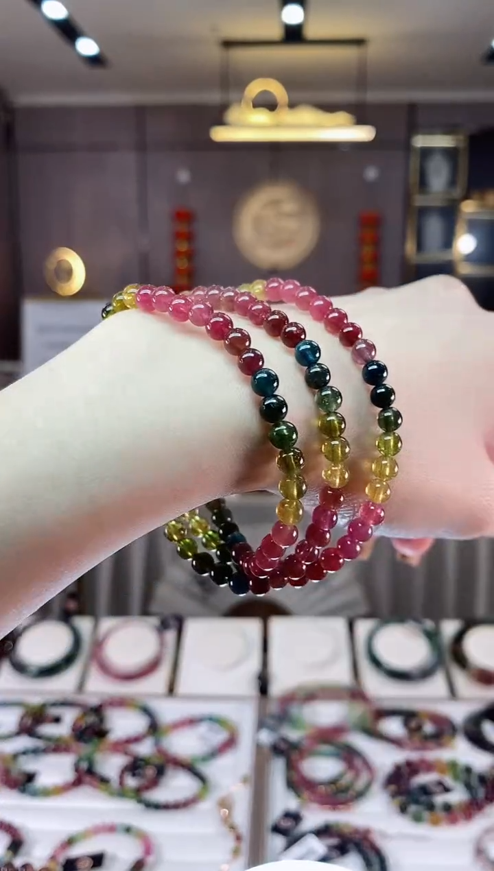 【闪购商品】碧玺三圈手串5mm+未镶嵌一物一证dan