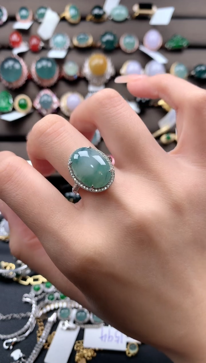 【闪购商品】翡翠戒指银S925镶嵌4234324324324