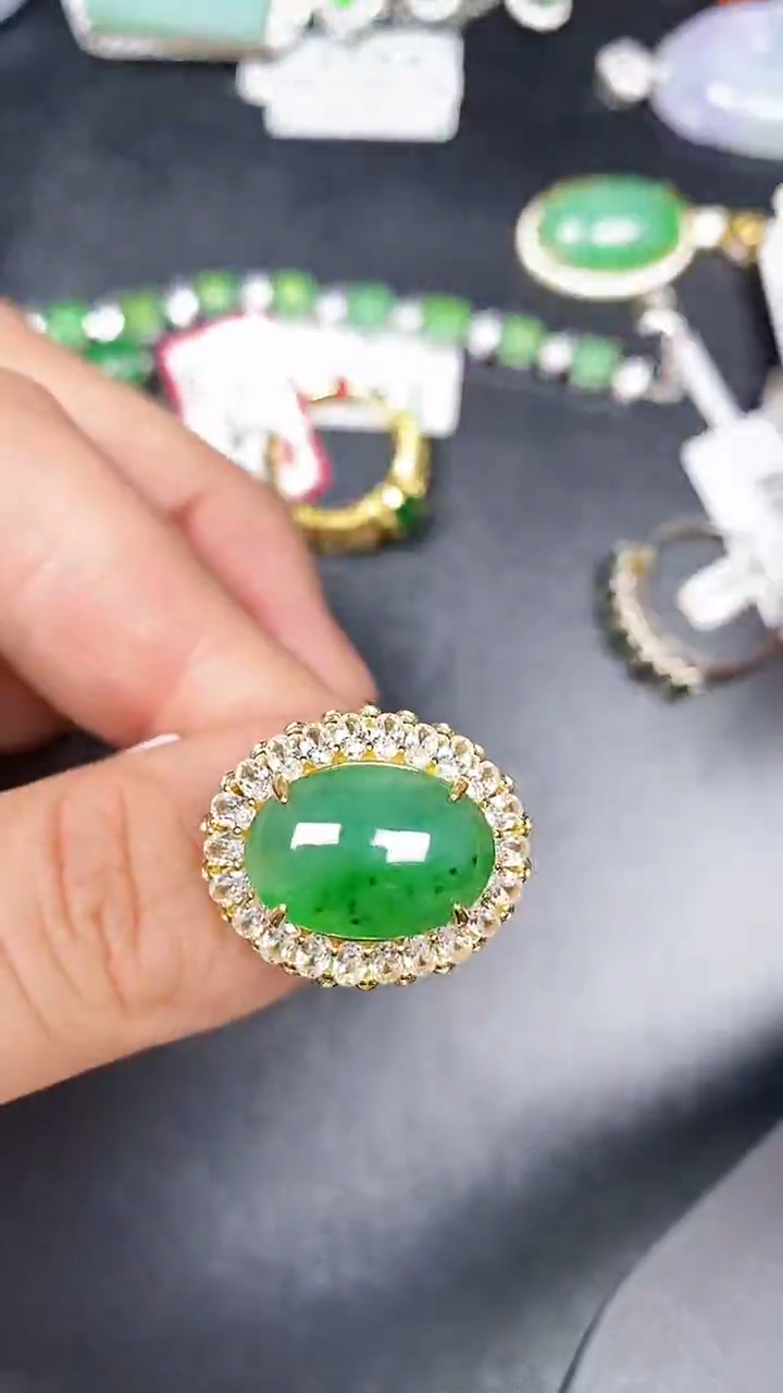 银S925镶嵌戒指翡翠2910