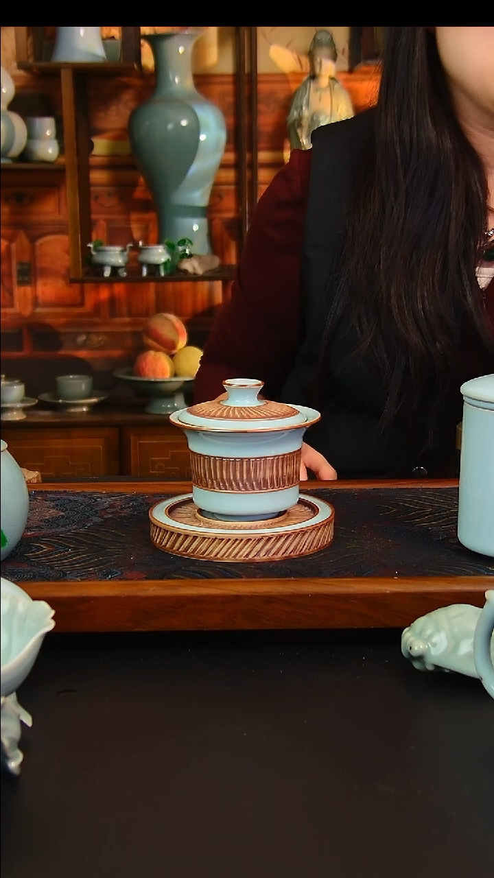 瓷片小*哥全手工重工盖碗