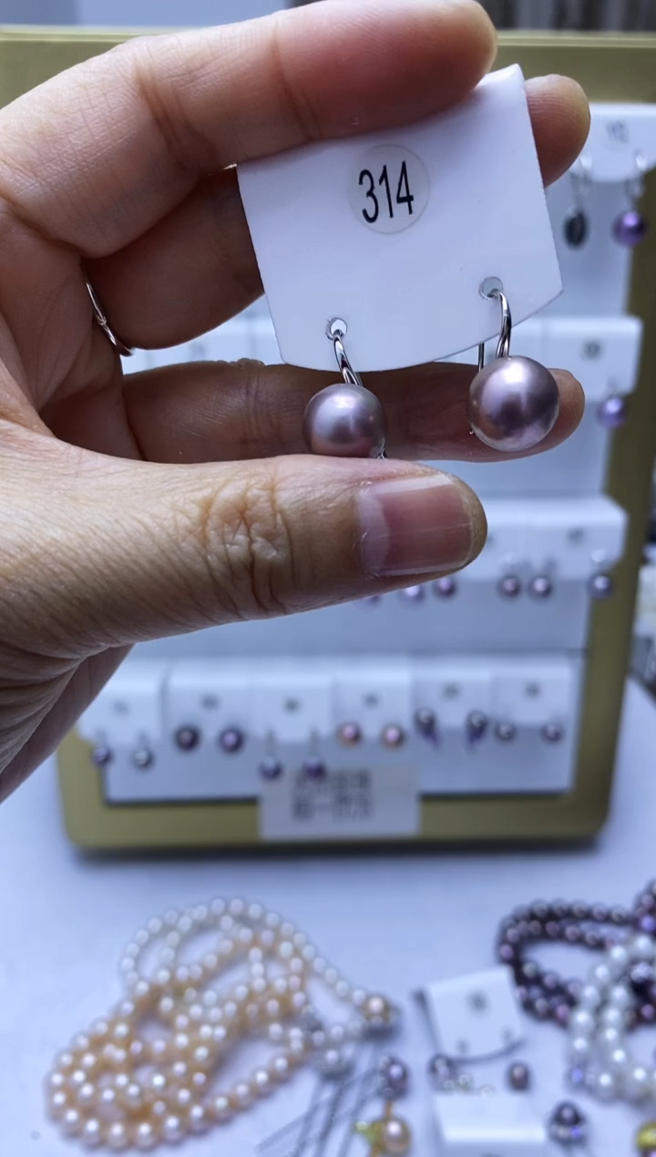 银S925镶嵌耳饰淡水珍珠314