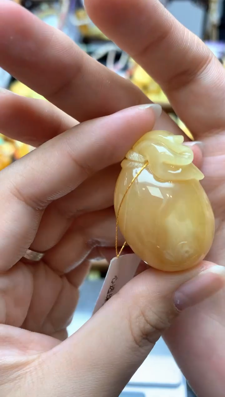未镶嵌琥珀珠宝奇石138琥珀蜜蜡花粉有纹小坑介意勿拍
