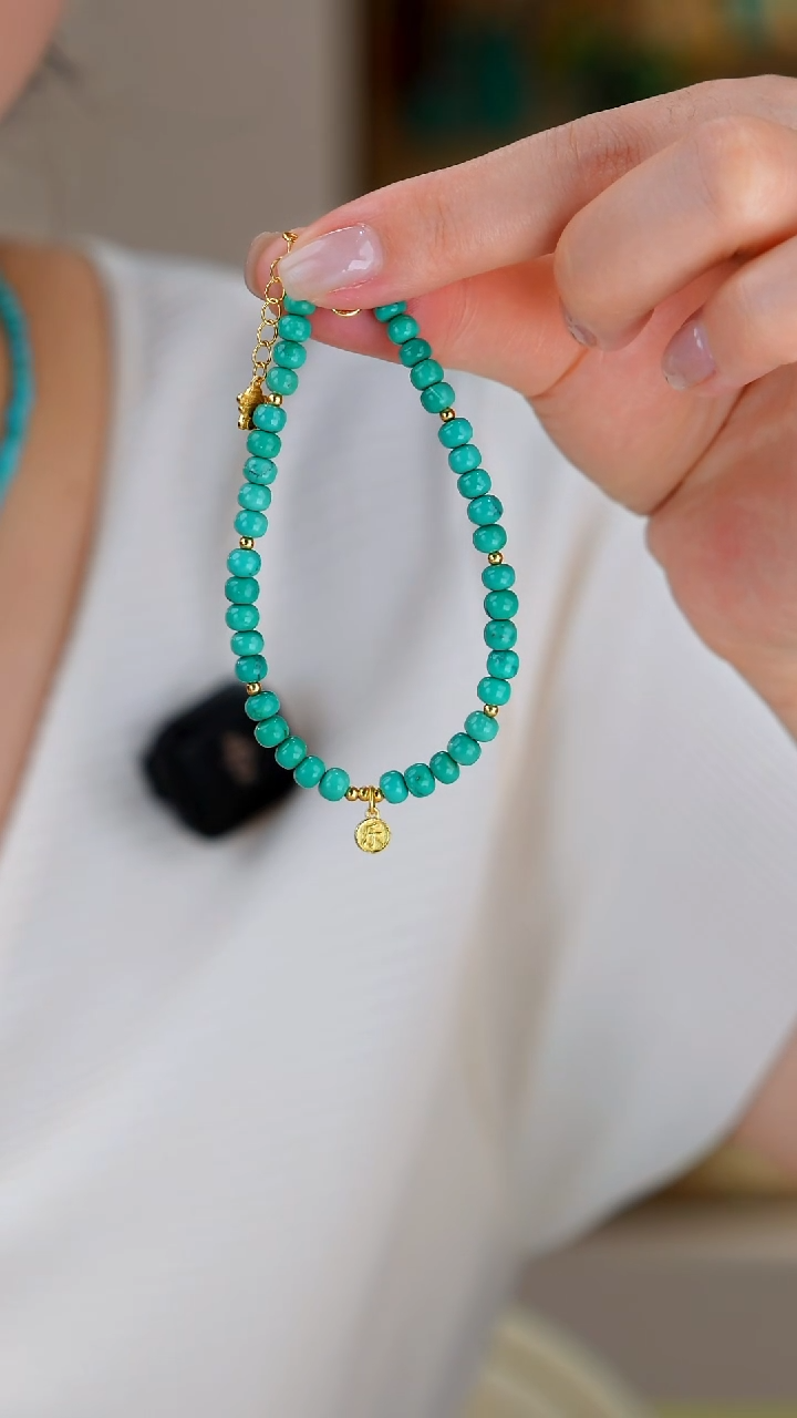 银S925镀金镶嵌绿松石手链多样性发货