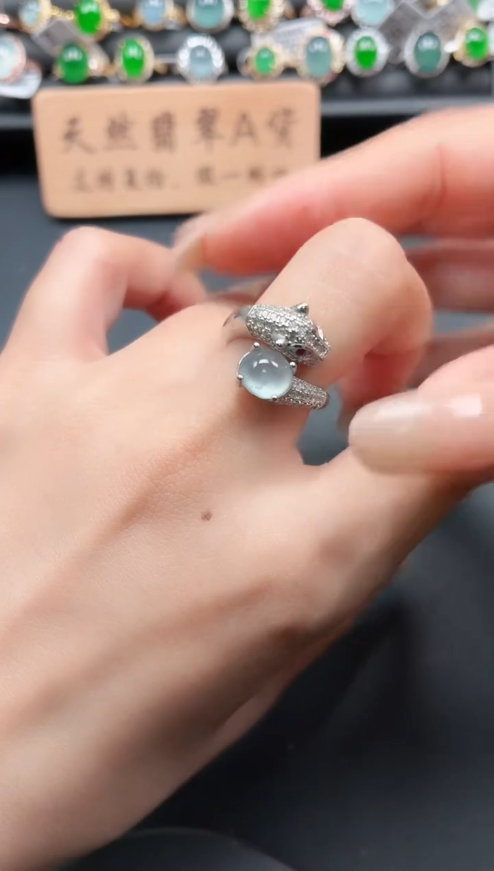 银S925镶嵌戒指翡翠11