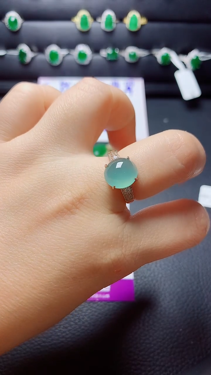 银S925镶嵌戒指翡翠天然翡翠A货s925银镶