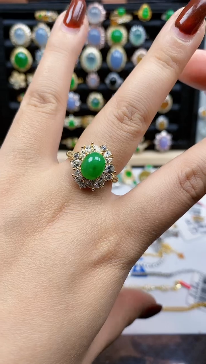 银S925镶嵌戒指翡翠72