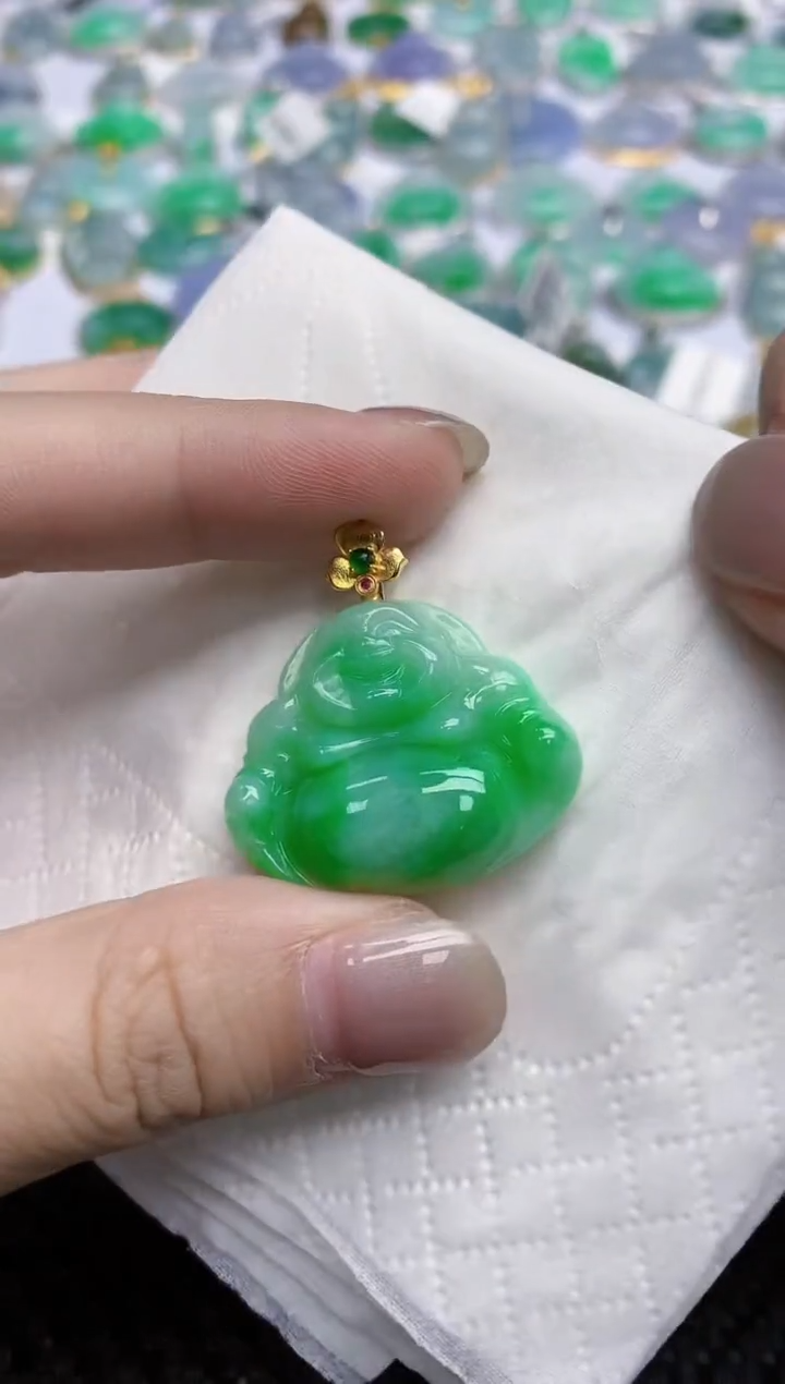 【闪购商品】翡翠颈饰18K金镶嵌天然翡翠A货