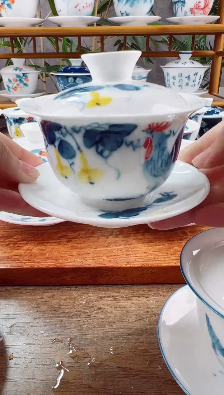 【闪购商品】微瑕葫芦公鸡130ml三才盖碗