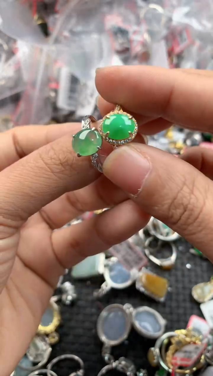 银S925镶嵌戒指翡翠999----1