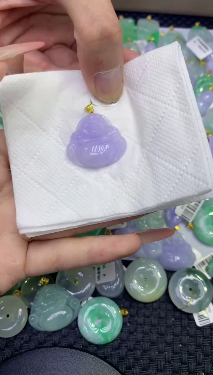 颈饰18K金镶嵌翡翠天然缅甸A货翡翠