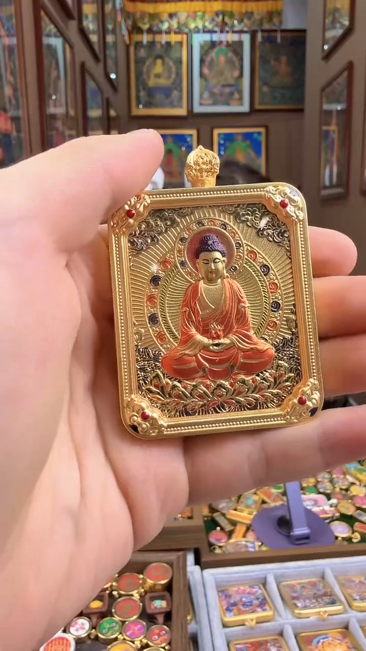 吊坠阿弥陀佛-热贡纯手绘唐卡