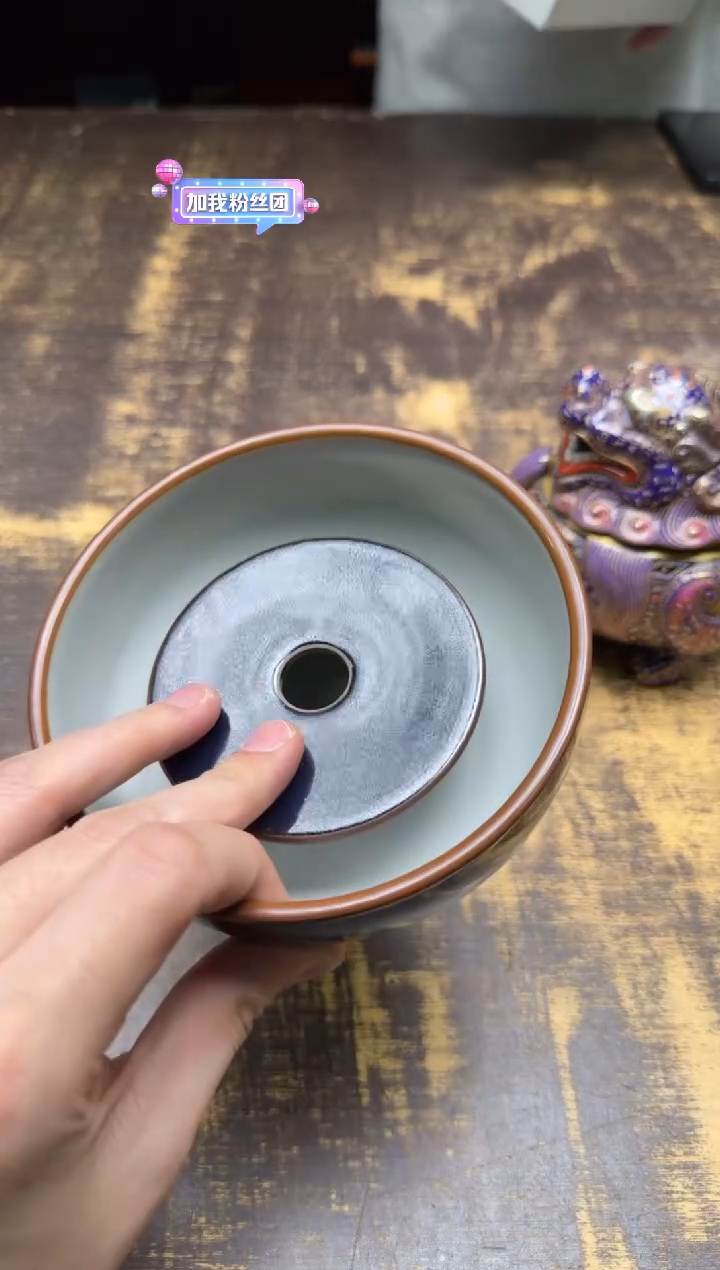 E***n燕泥堂 青金石汝釉两件式壶承