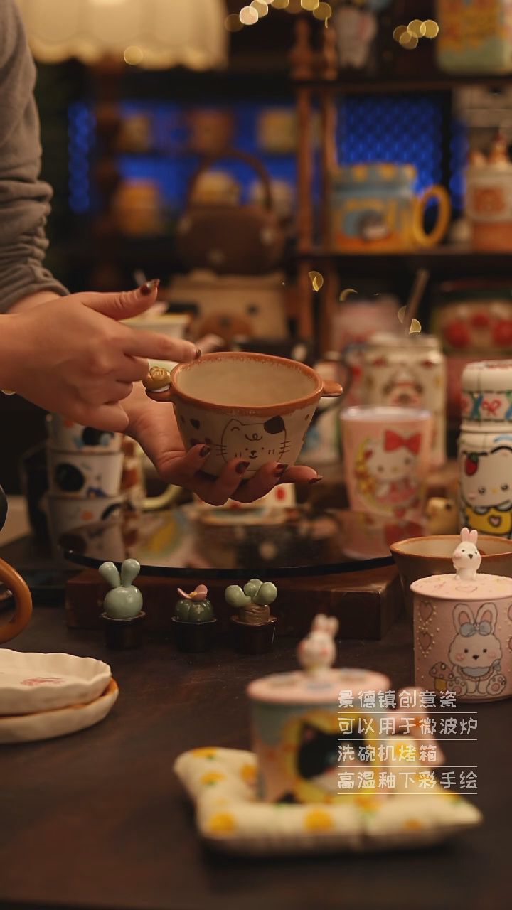 陶瓷景德镇可爱陶瓷釉下彩绘设计师款