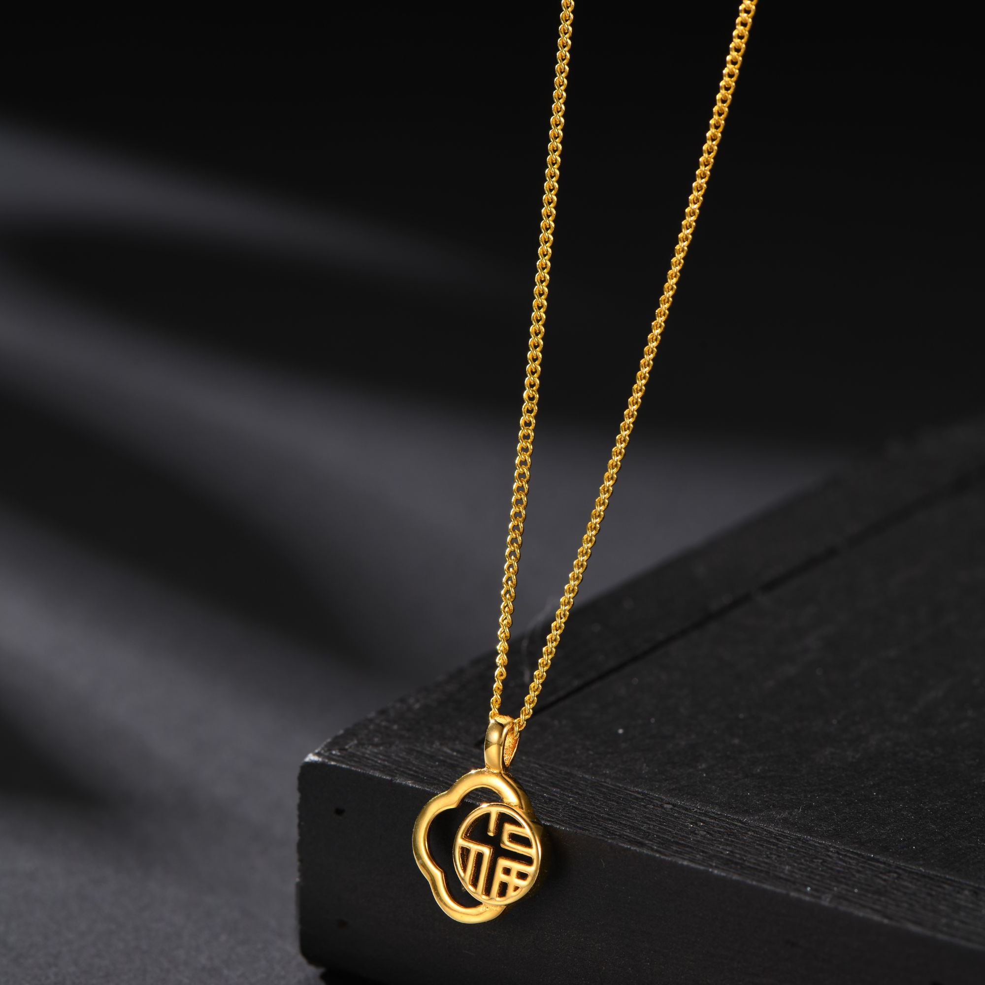 【鎏传】四叶草福字吊坠时尚百搭送礼铜合金吊坠#70070