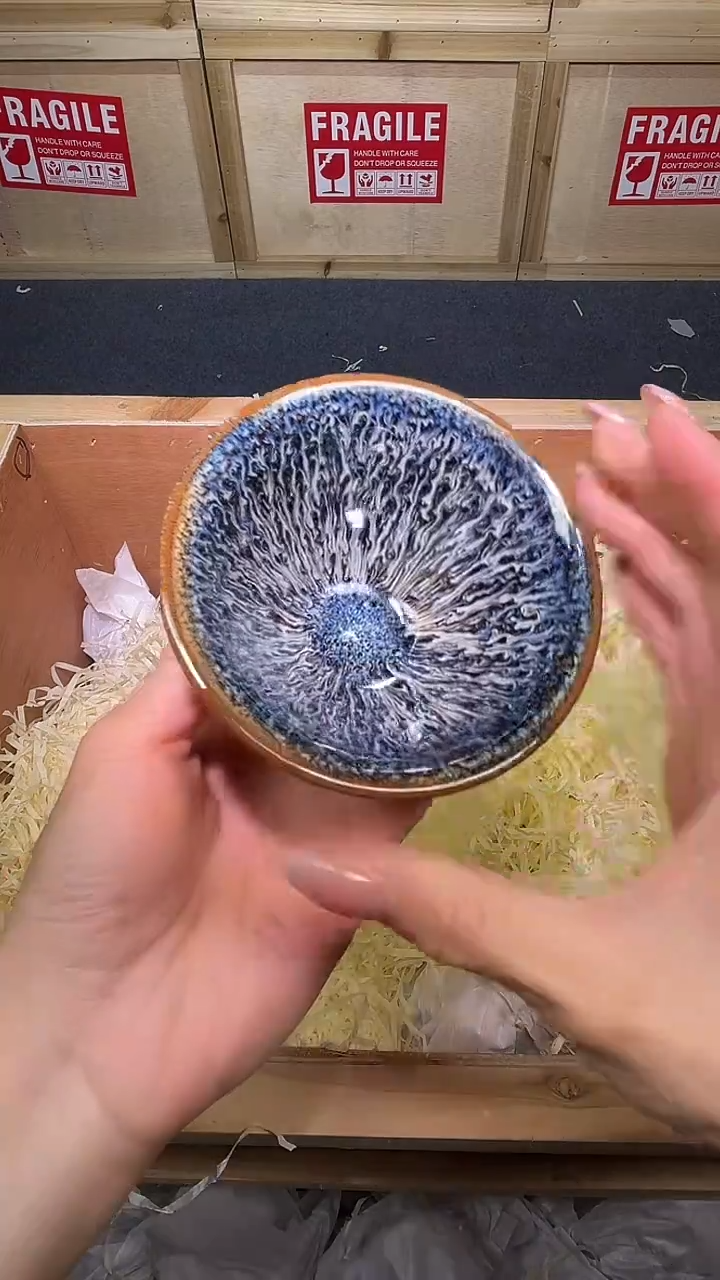 茶盏茶盏主人杯金丝蓝孔雀斗笠