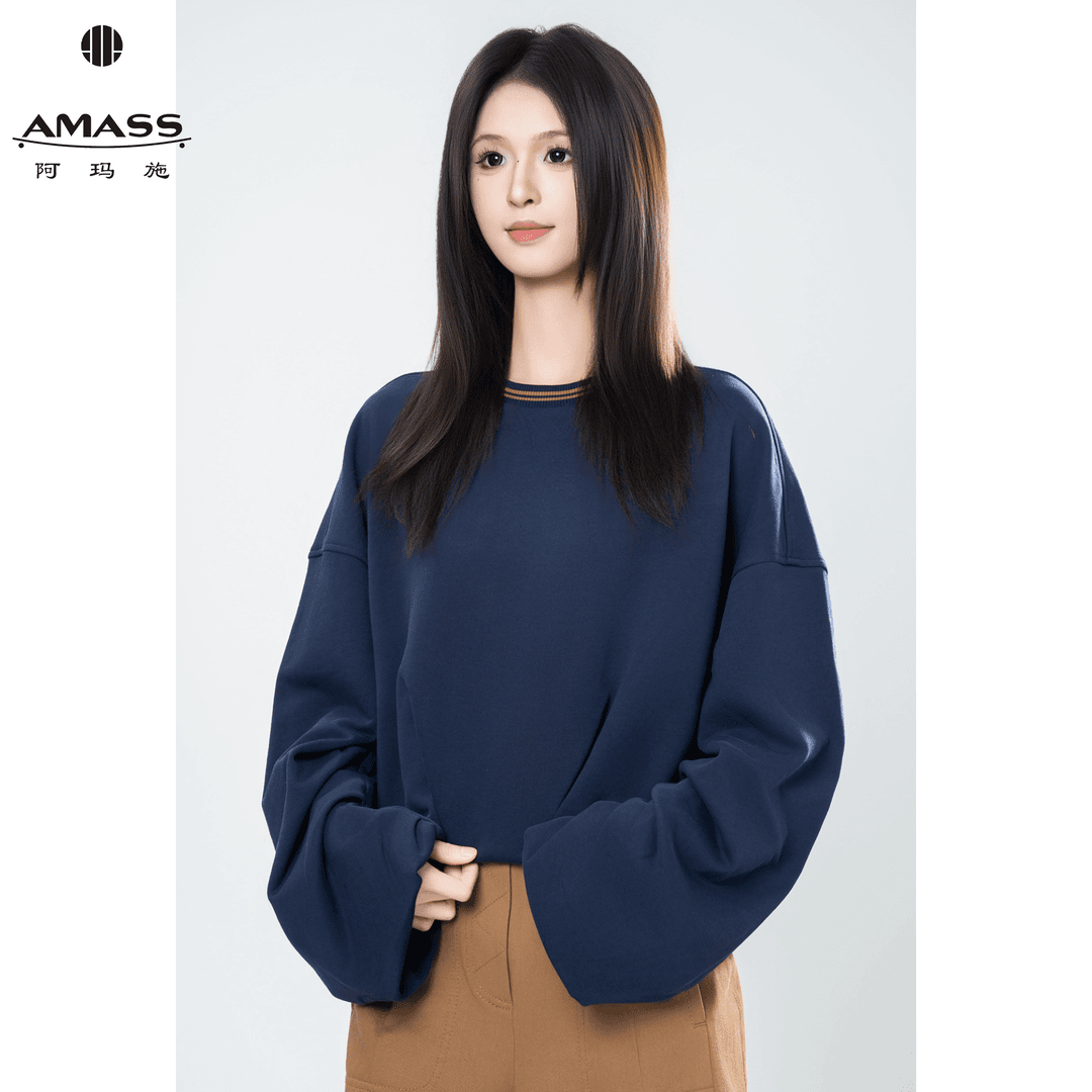 AMASS/阿玛施25新款旗帜时尚百搭纯色圆领卫衣女530143-4206022