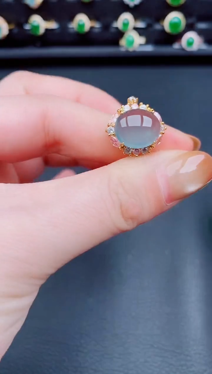 【闪购商品】翡翠戒指银S925镶嵌天然a货翡翠109