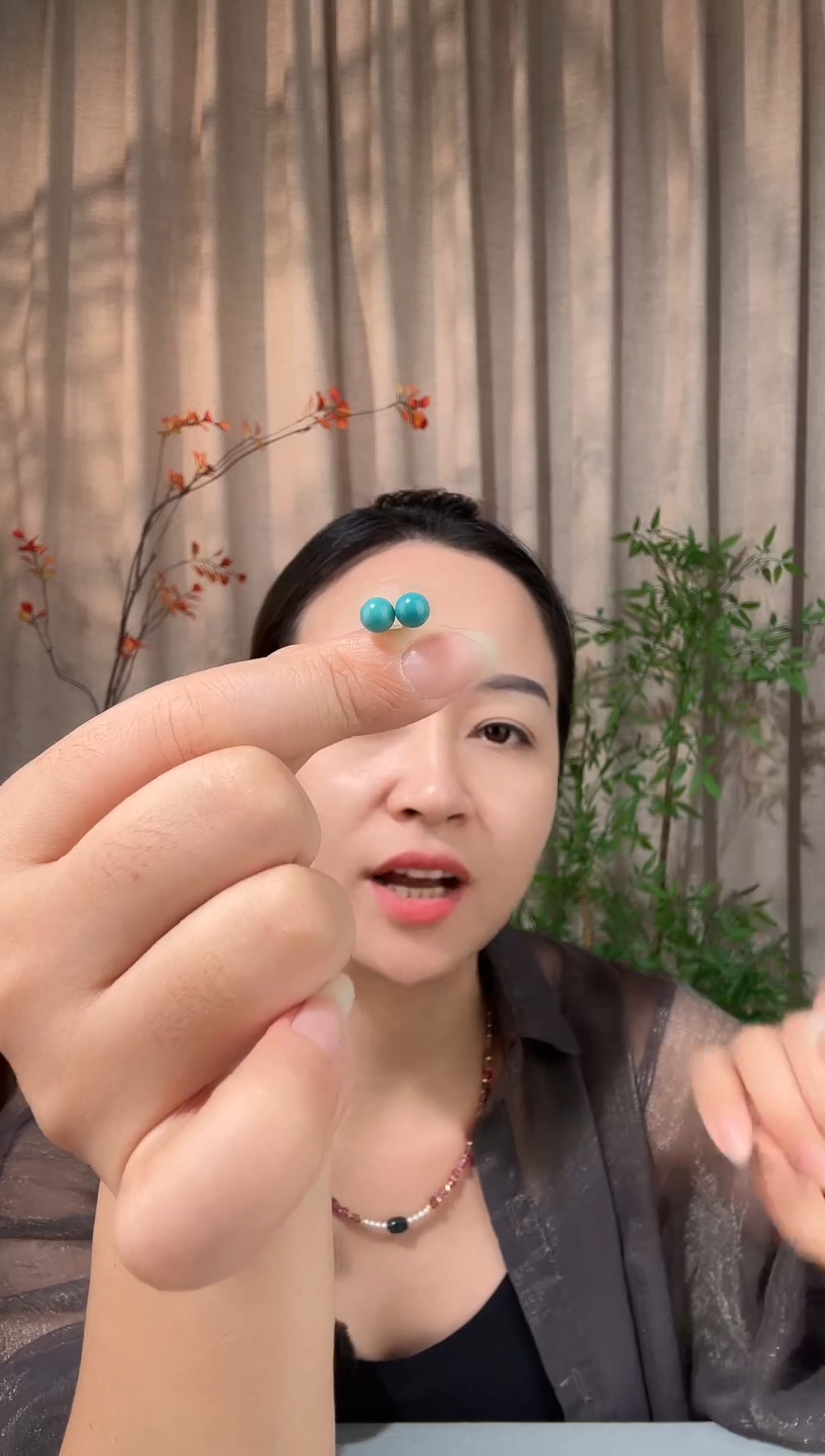 合金琉璃合金蓝色珠子耳钉