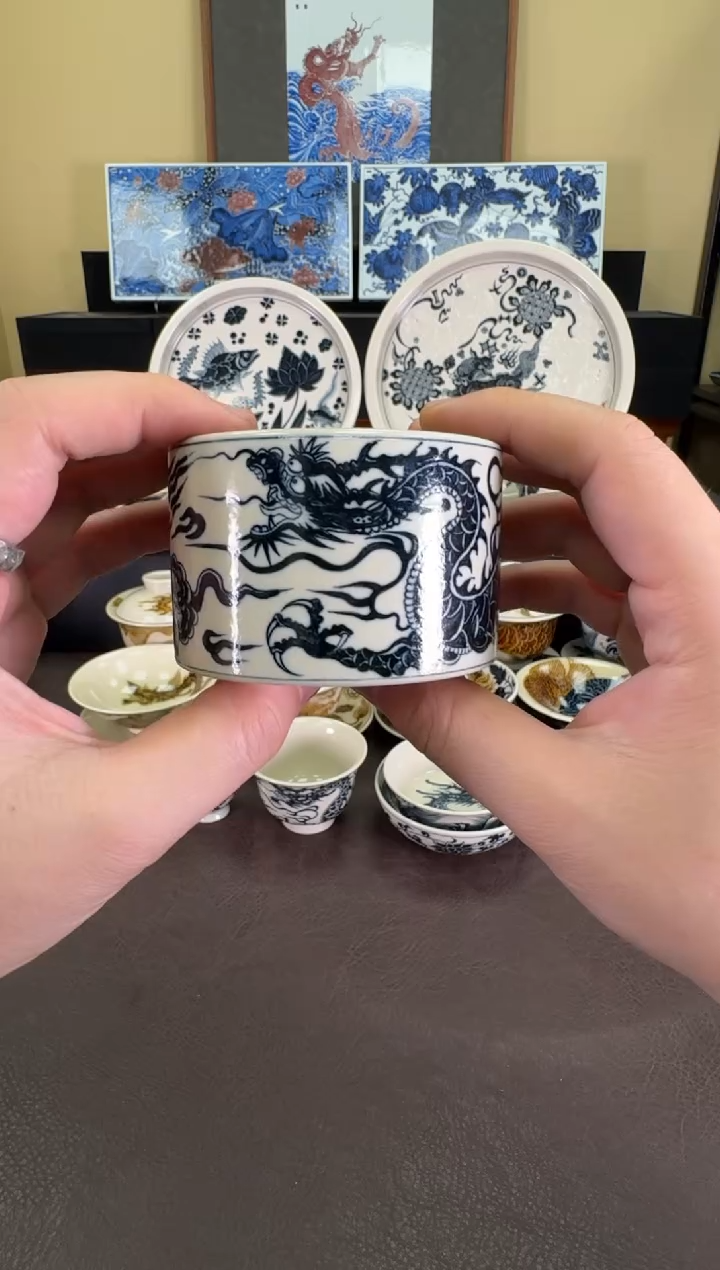 【闪购商品】二号釉1351龙纹扳指杯