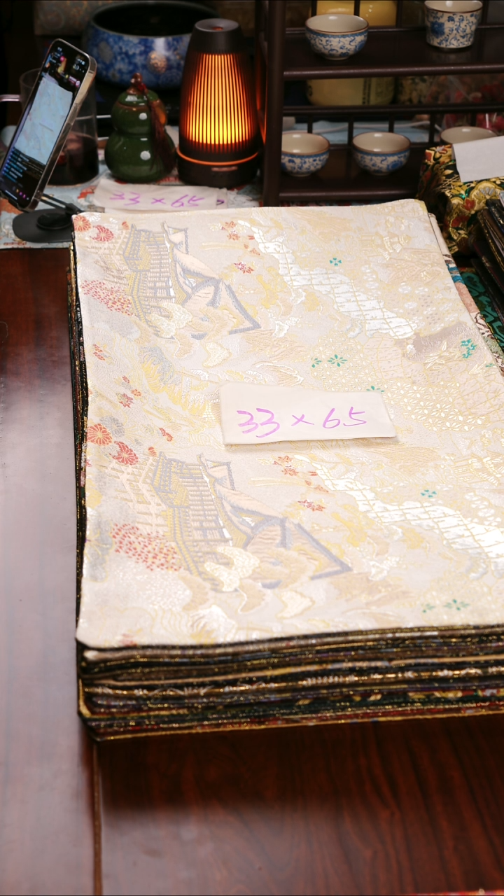 【西阵织亭台楼阁香槟双面】中国风干泡织锦茶席33*65