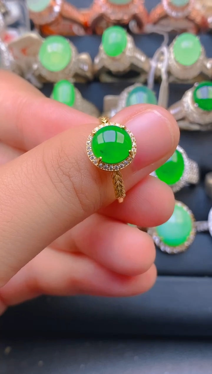【闪购商品】翡翠戒指银S925镶嵌天然A货翡翠1