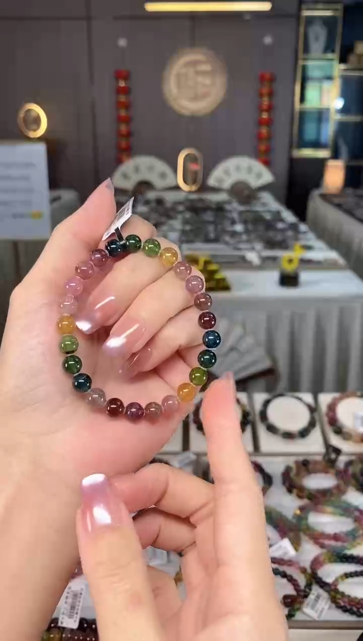 未镶嵌老矿碧玺彩虹单圈手串7mm+碧玺多样性发货一条hon
